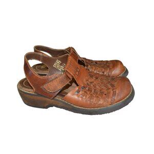 Studio Du Monde Olympia Brown Leather Strappy Woven Sandals Women Size 7 Boho